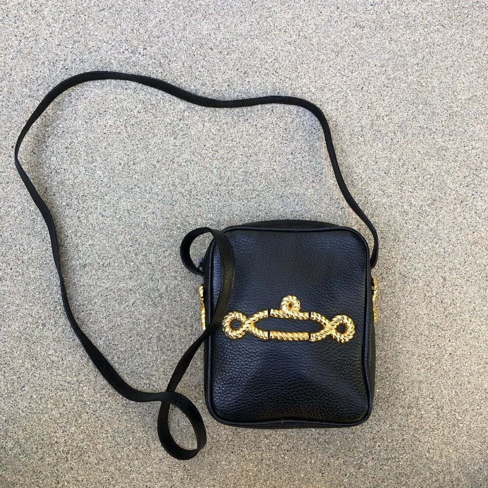 Vintage JENNIFER GRAHAM Crossbody Purse Bag Pouch Leather Black Women's Retro‌‌